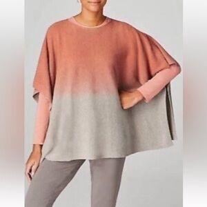 Pure jill J Jill Womens Sweater Poncho Red Clay Ombre One Size Comfy Oversized
